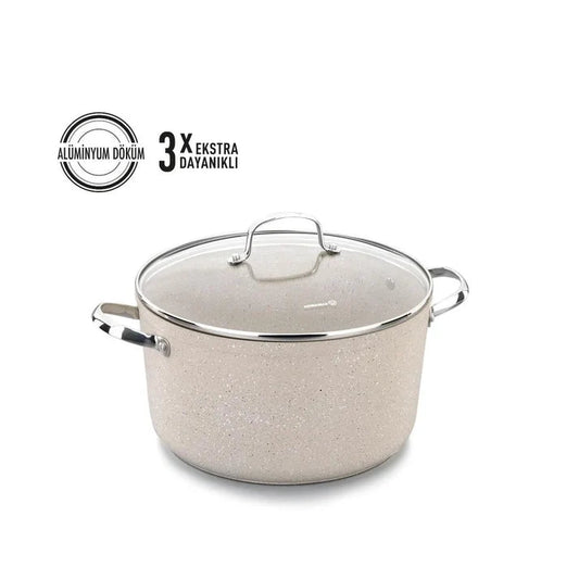 KORKMAZ Casserole 20x10.5 cm / ( 3 Liters ) Granite Aluminum”