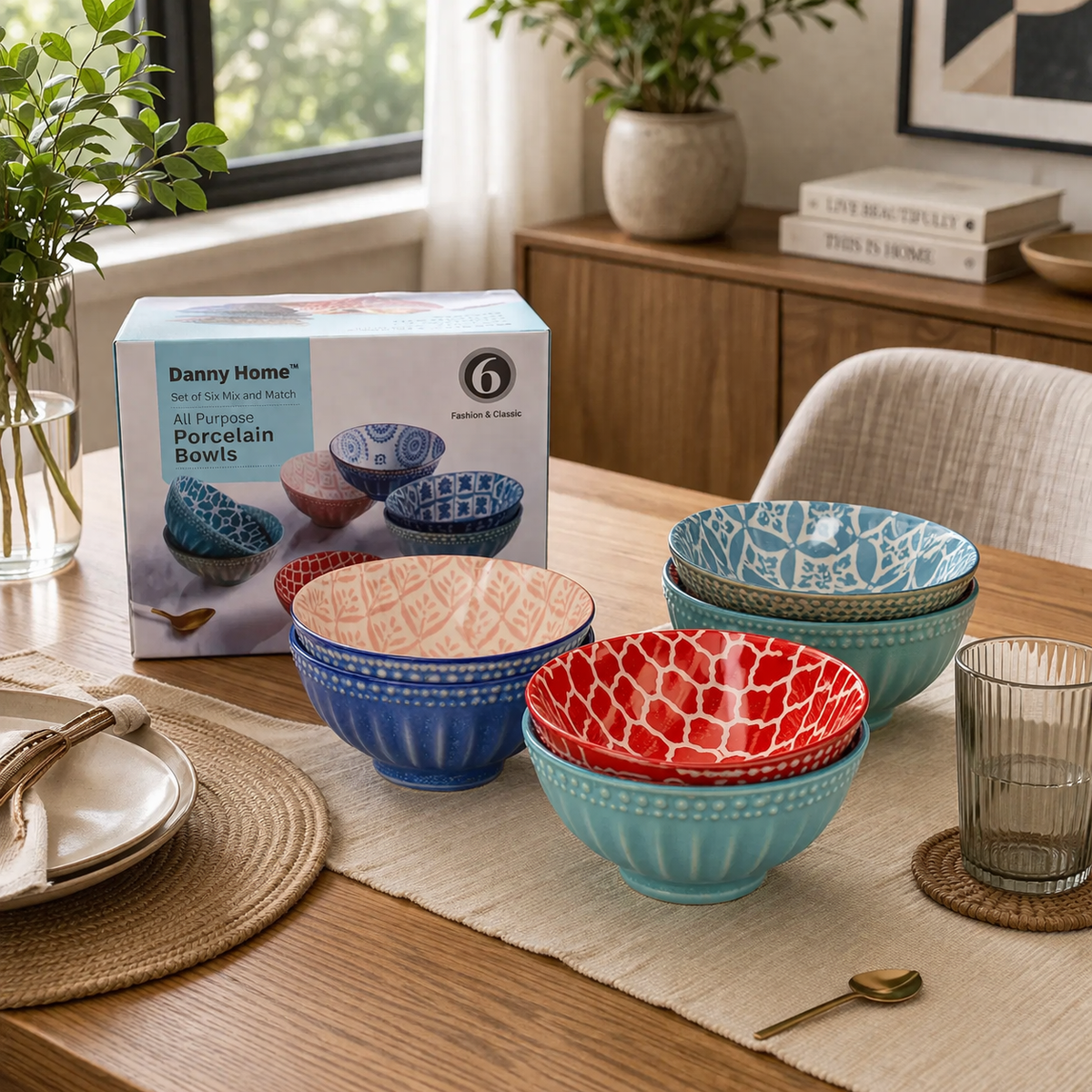 Danny Home Bohemian Design Dessert Bowls 6pcs 11.8cm