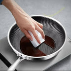 Stainless Steel Honey-Comb Laser Coated Frying Pan With Heavy Base
