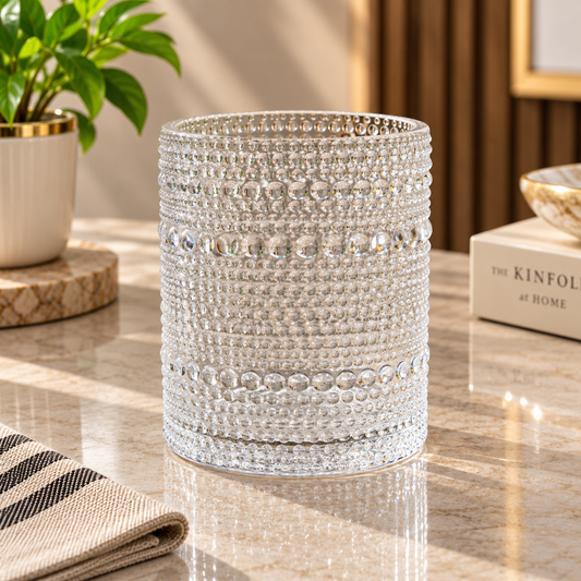 Premium Crystal Beaded Glass Tumbler — 6-Piece Set