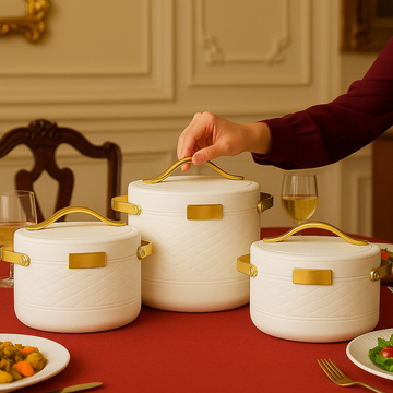 Premium Insulated Hotpots - Cream White