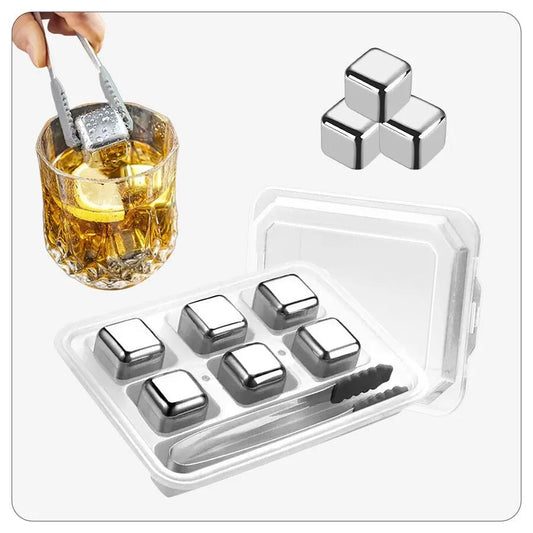 6 Pcs Reusable Stainless Steel Ice-Cubes
