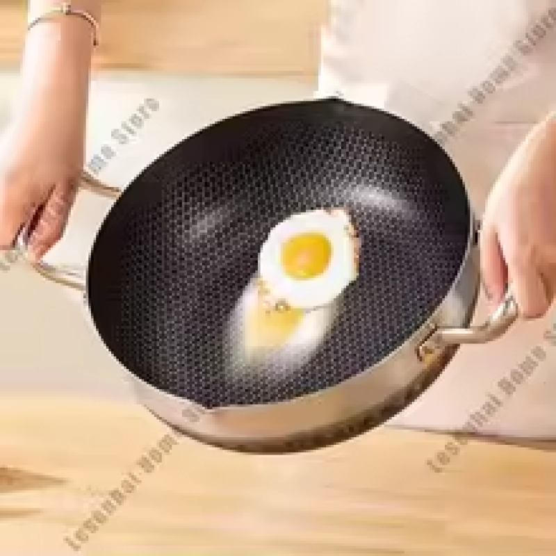 Non-Stick Wok Egg Pan, Stainless Steel Soup Pot, Honeycomb Induction Cooker, Gas Stove