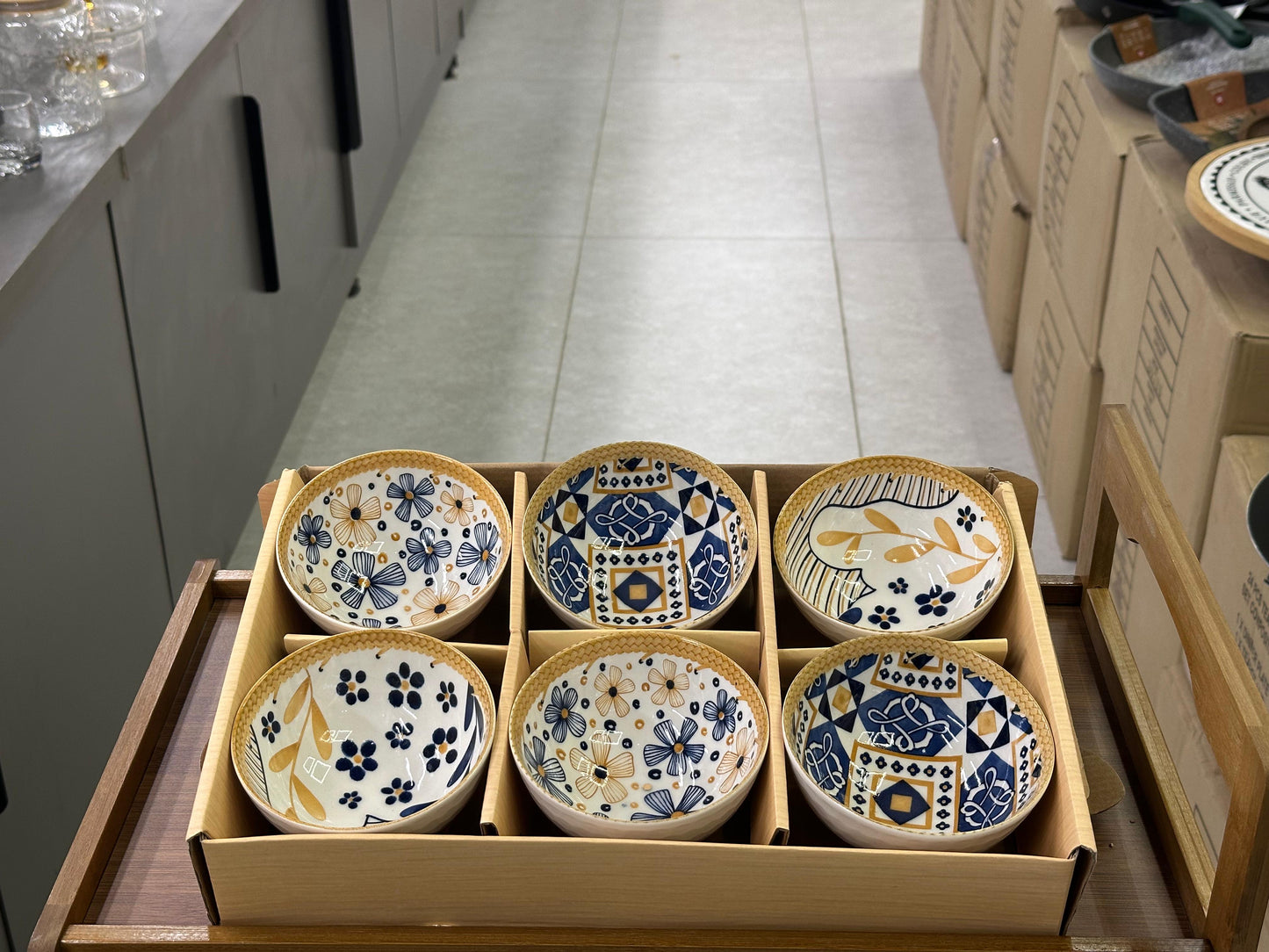 Japanese Ceramic Printed Bowls - Set of 6