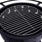 Round Bonfire Wood Burning Patio & Backyard Firepit For Cooking BBQ Grill