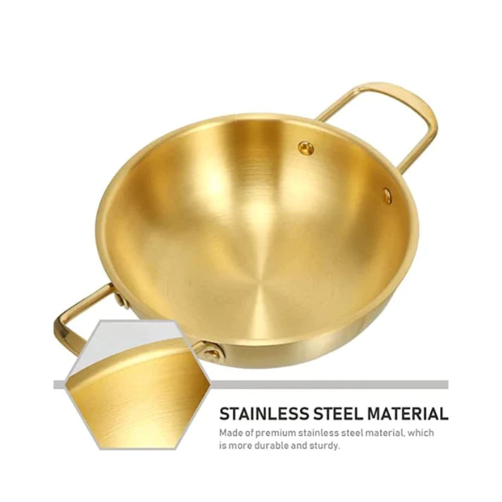 Stainless Steel Matt-Gold China Wok 22 cm