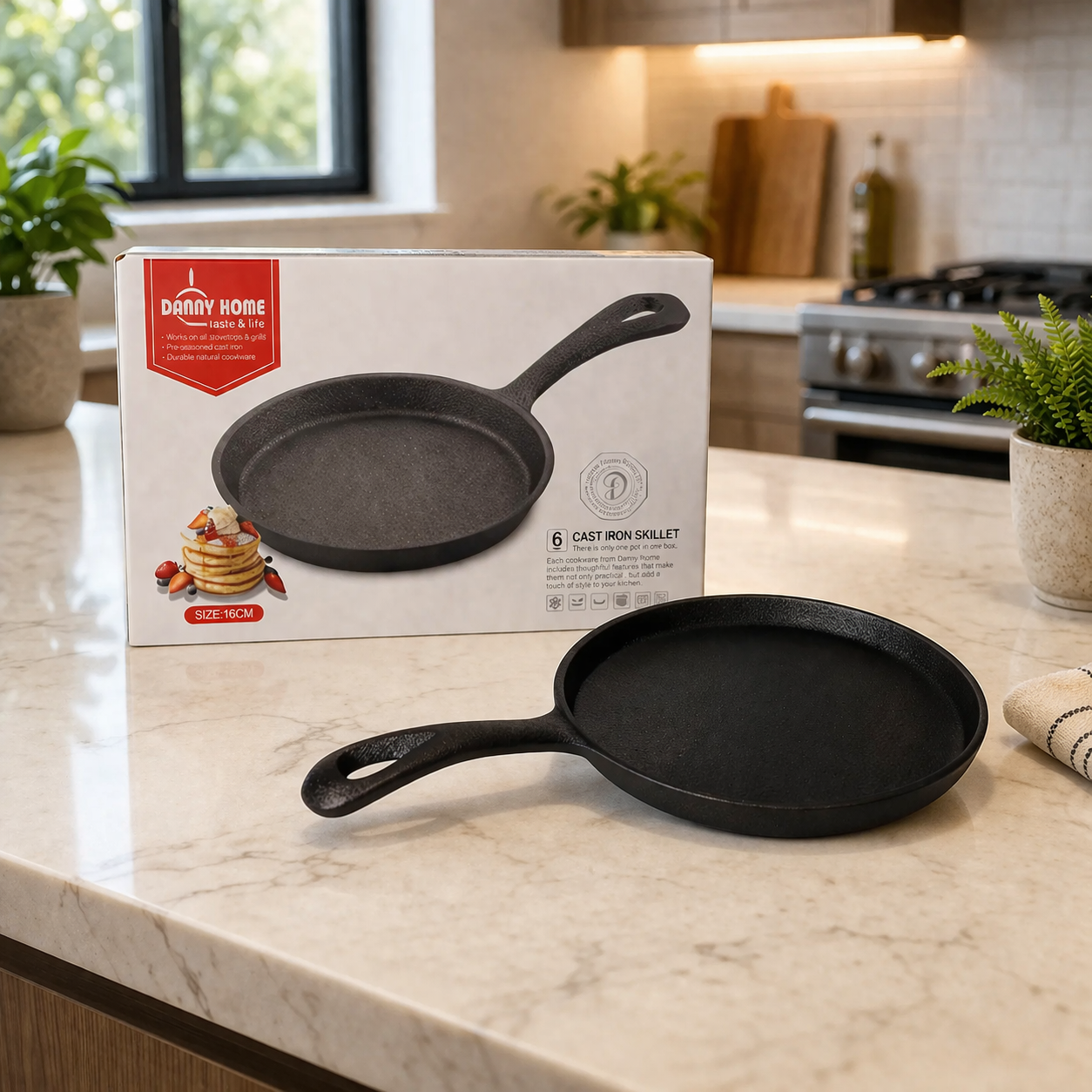 Danny Home Cast Iron Skillet Fry Pan 25.8cm