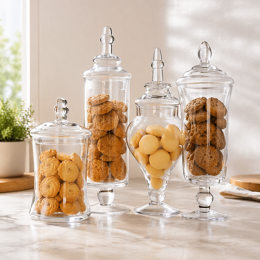 Danny Home Decorative Cookie Glass Jar Set 4pcs
