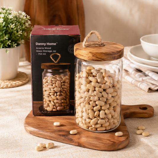 Danny Home Glass Nuts Jar With Wood Lid 750ml 15.3cm