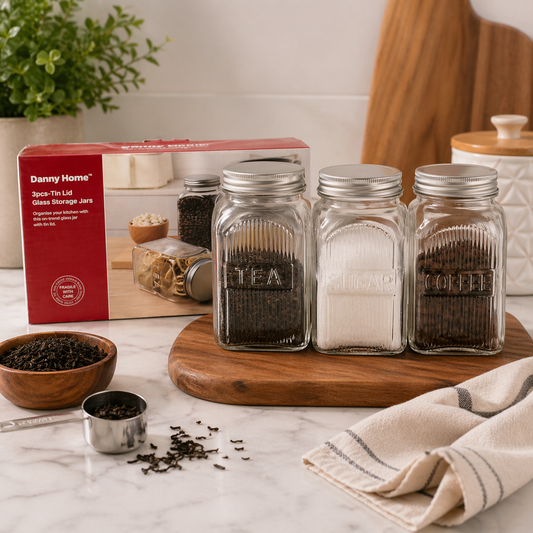 Danny Home Glass Jars With Metal Lids Set 3Pcs 1000ml