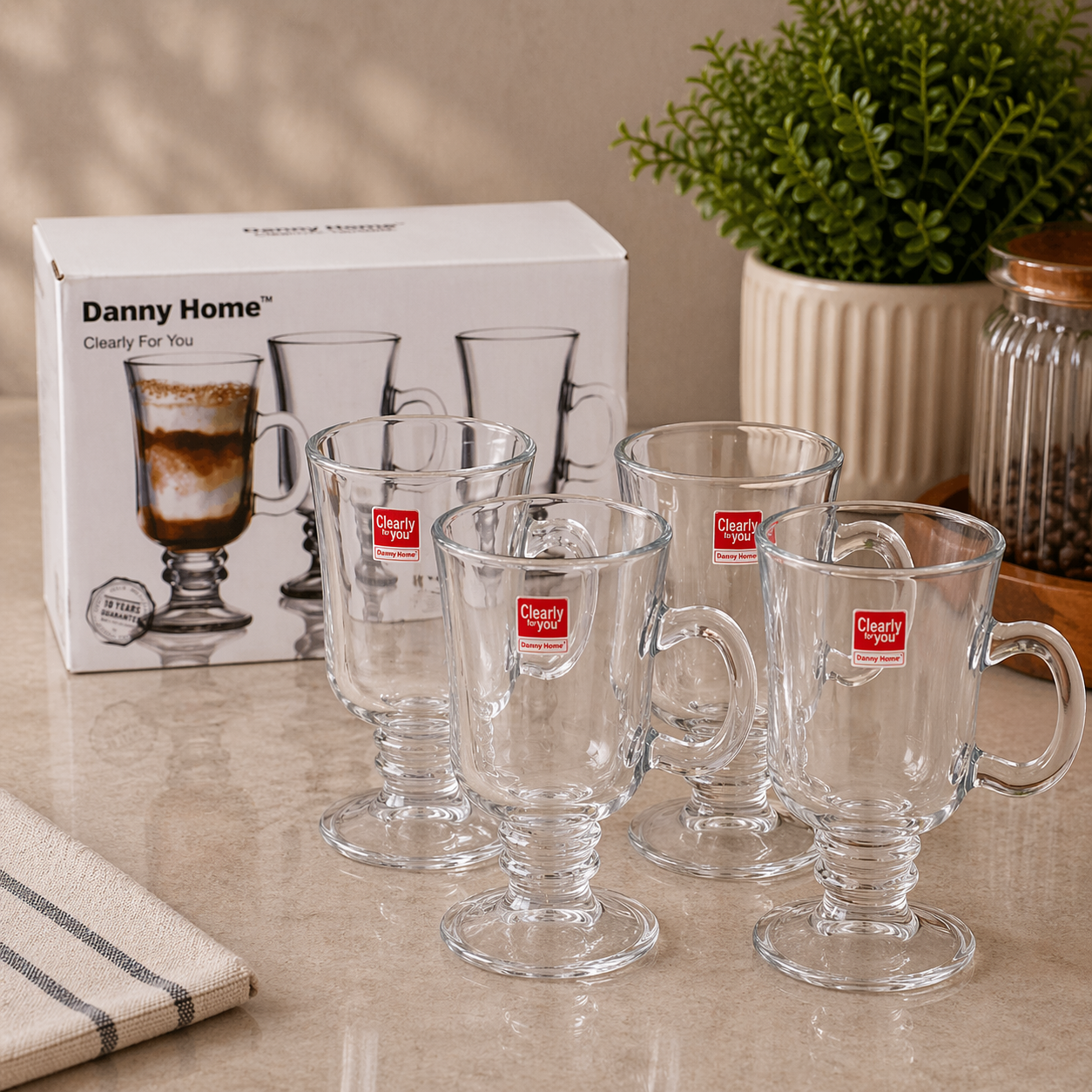 Danny Home Latte Glass Mug 4pcs 244ml