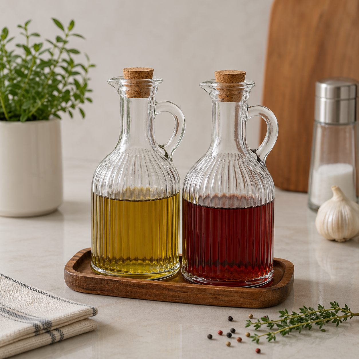 Danny Home Vinegar & Oil Dispenser with Cork Stopper 350ml 2pcs