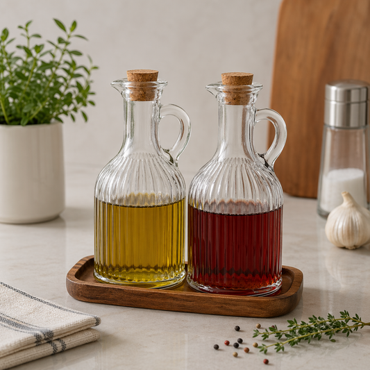 Danny Home Vinegar & Oil Dispenser with Cork Stopper 350ml 2pcs