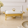 Brilliant Golden Rectangular Chafing Dish with Candle Stand