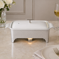 Brilliant Modern Silver Rectangular Chafing Dish with Candle Stand