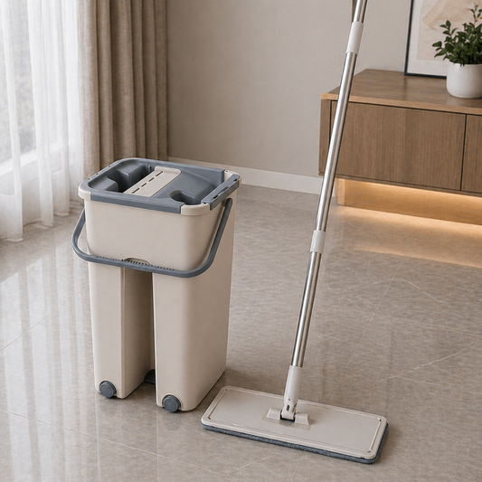 Flat Mop & Squeeze Bucket Set