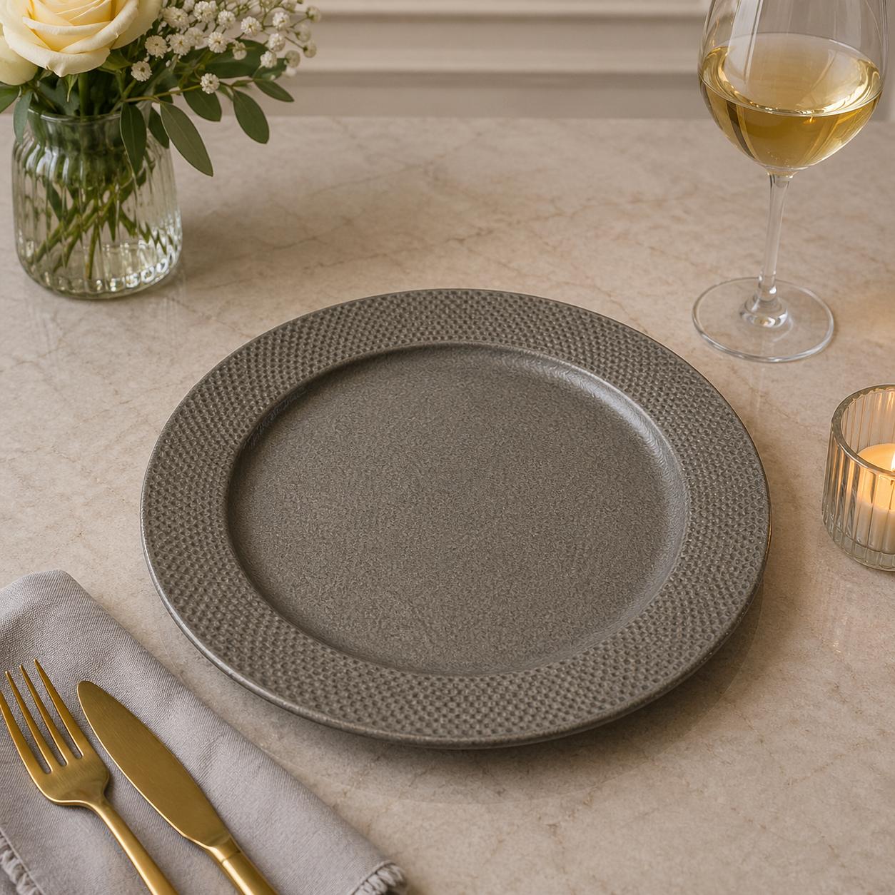 Brilliant Elegant 8.25-Inch Textured Round Plate