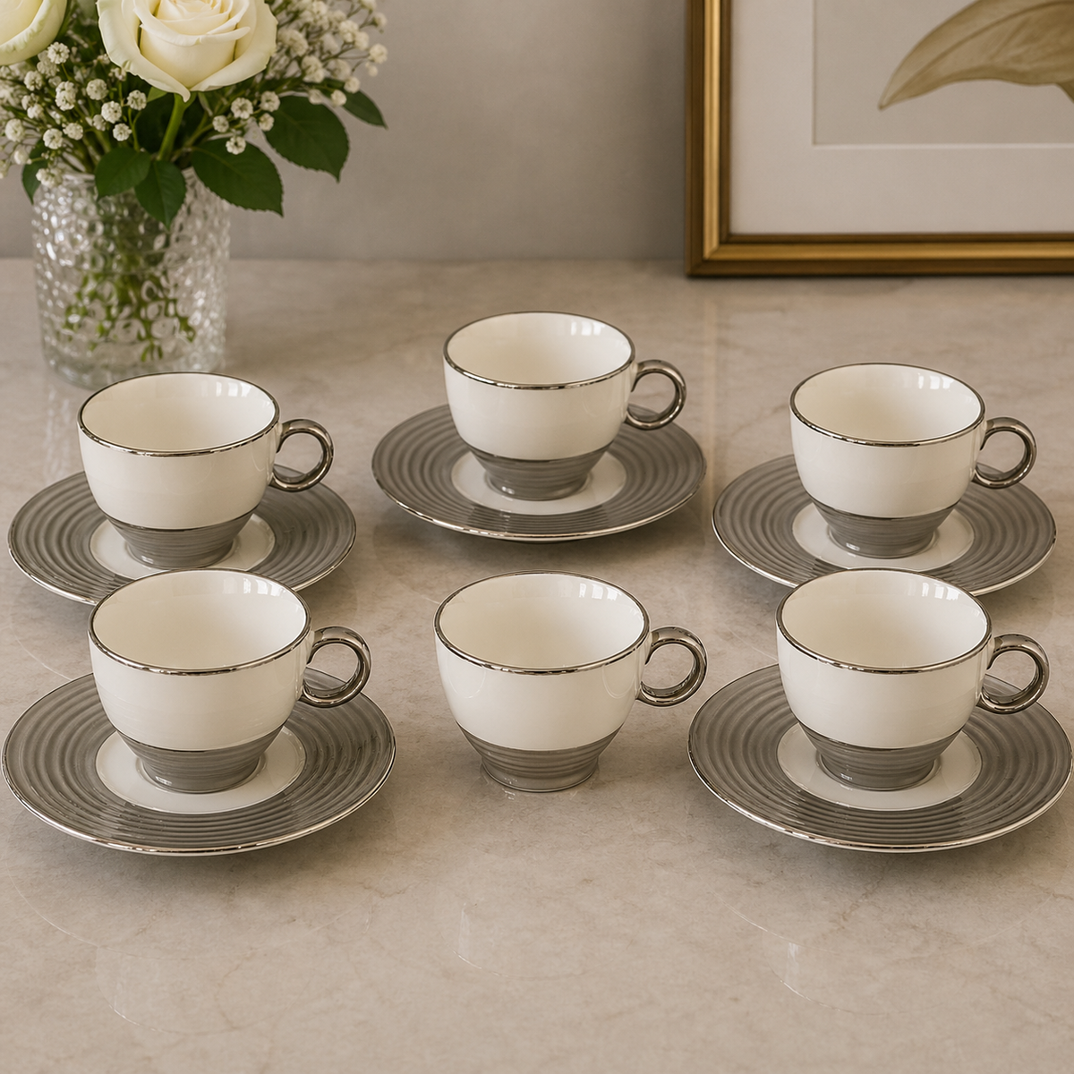 Brilliant Elegant 6-Piece 200cc Cup & Saucer Set
