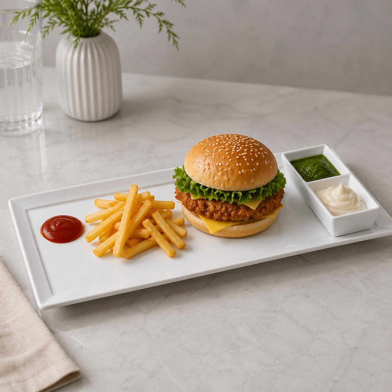 Brilliant 16-Inch Rectangular Serving Plate with 6.25-Inch Dip Tray