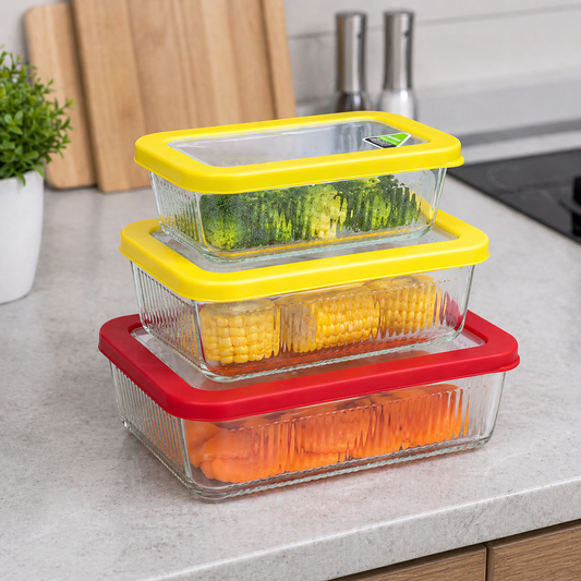 Limon 3 Pcs Glass Container Set
