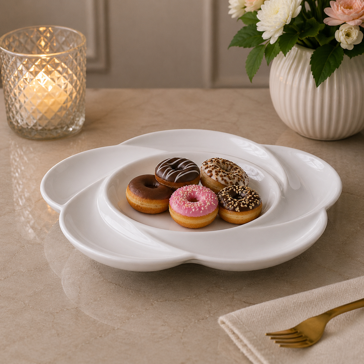 Brilliant Floral Serving Dish with Candle Stand
