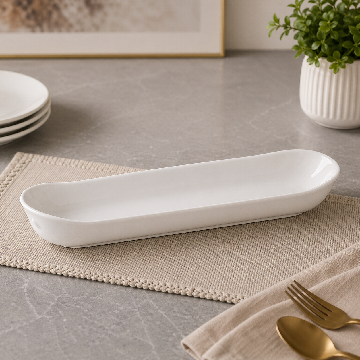 Brilliant 13.5-Inch Rectangular Ceramic Serving Plate