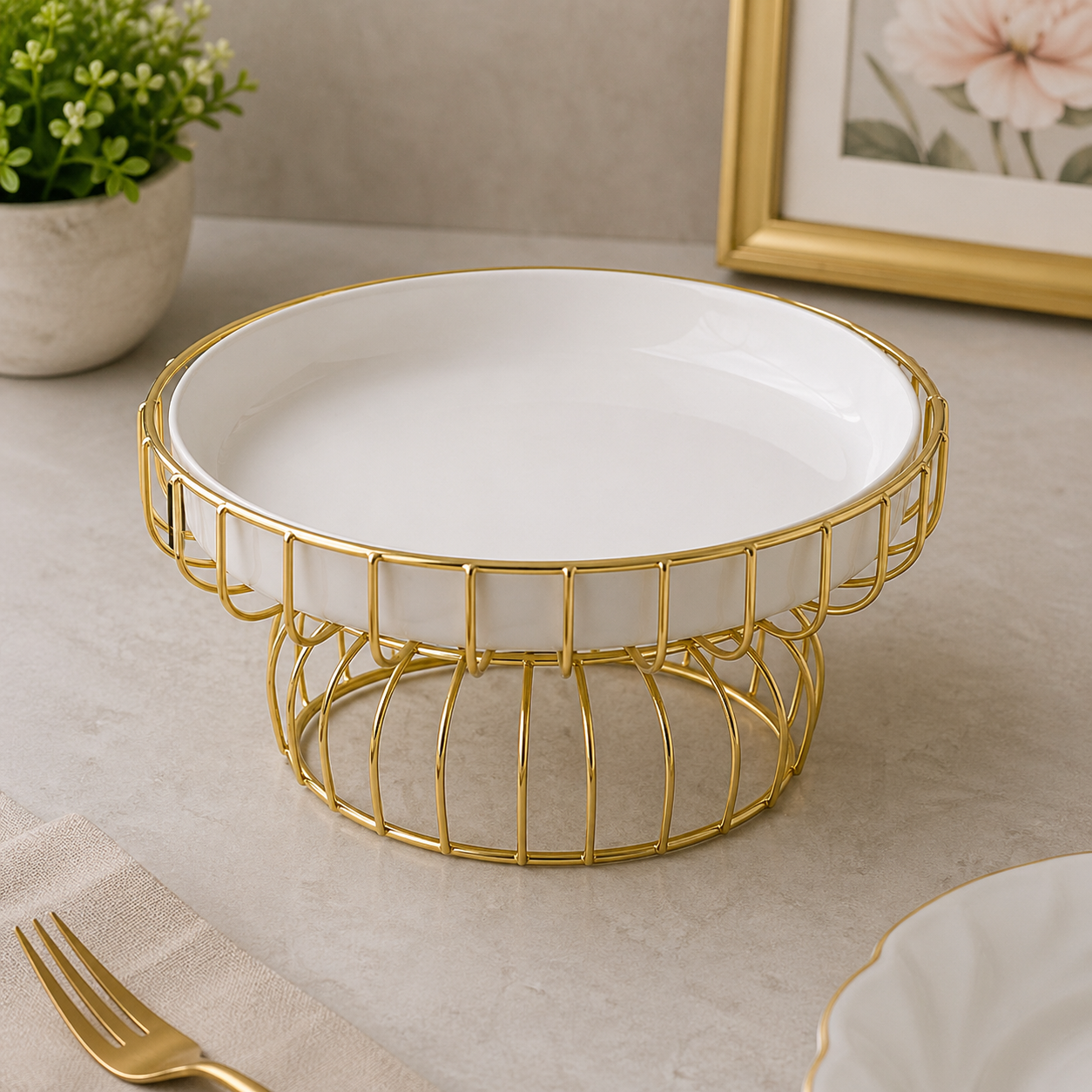 Brilliant Elevated Serving Bowl with Metal Stand
