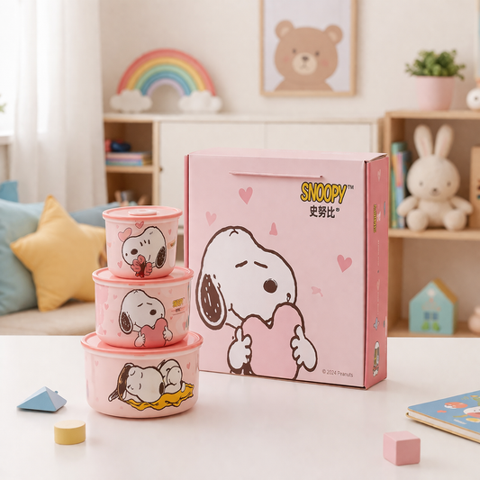 Snoopy Love Ceramic 3-Piece Bowl Set