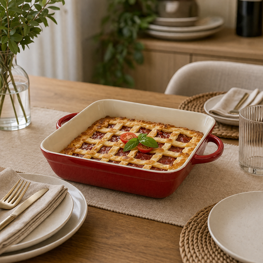 Danny Home Premium 10.8" Porcelain Bakeware Dish with Handles