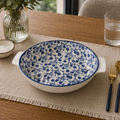 Danny Home Premium 11" Round Porcelain Bowl – Blue Flower Classic Design