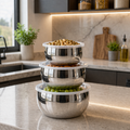 Stainless Steel Storage Bowl Set with Lids (3-Piece)