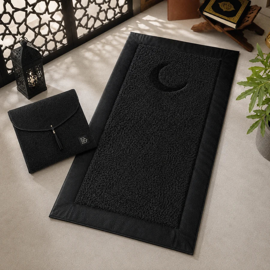 HomeIbadah Turkish Fleece Prayer Mat - Black