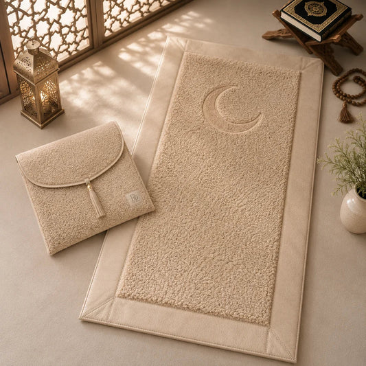 HomeIbadah Turkish Fleece Prayer Mat- Beige