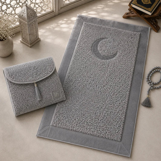 HomeIbadah Turkish Fleece Prayer Mat - Light Grey