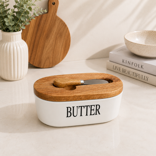 Porcelain Butter Dish with Butter Knife