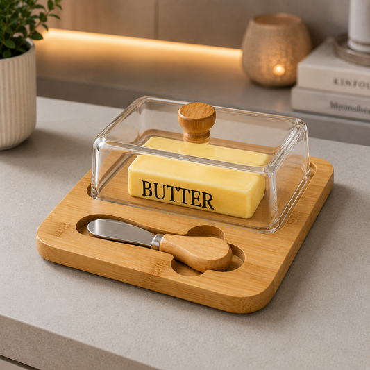Premium Butter Keeper & Knife Holder With Acrylic Cover