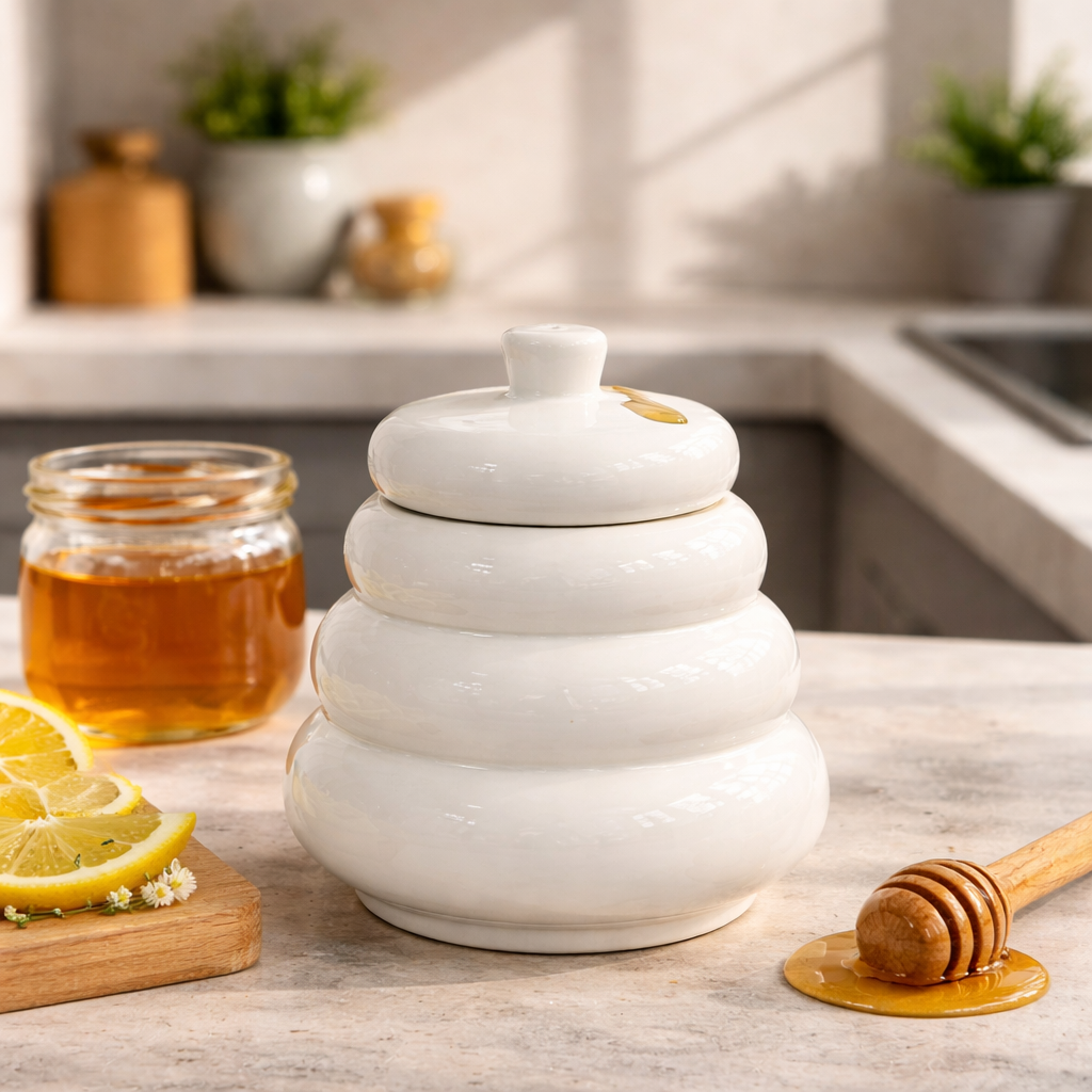 Modern Ceramic Honey Pot with Lid
