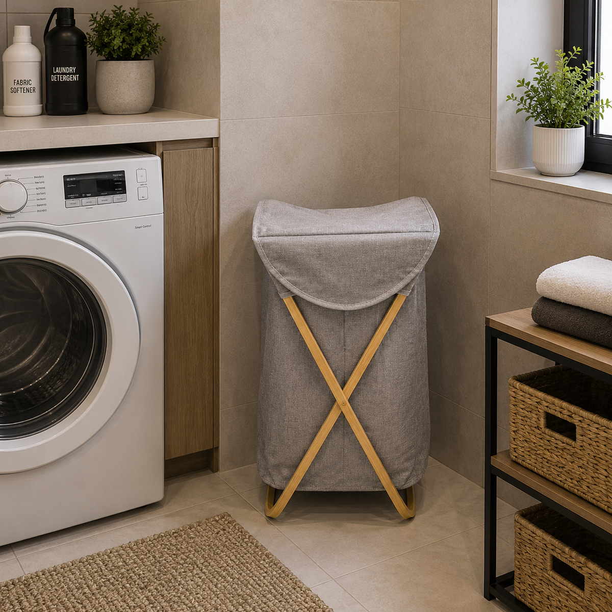 Nordic X-Frame Laundry Hamper with Lid