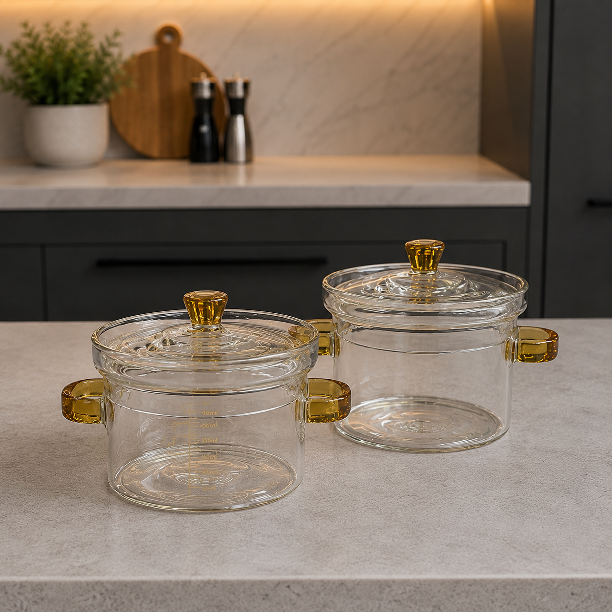 Premium Fireproof Glass Cooking Pot Set