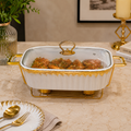 Brilliant Gold Trim Casserole with Glass Lid
