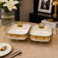 Brilliant Double Casserole Set with Stand & Glass Lids