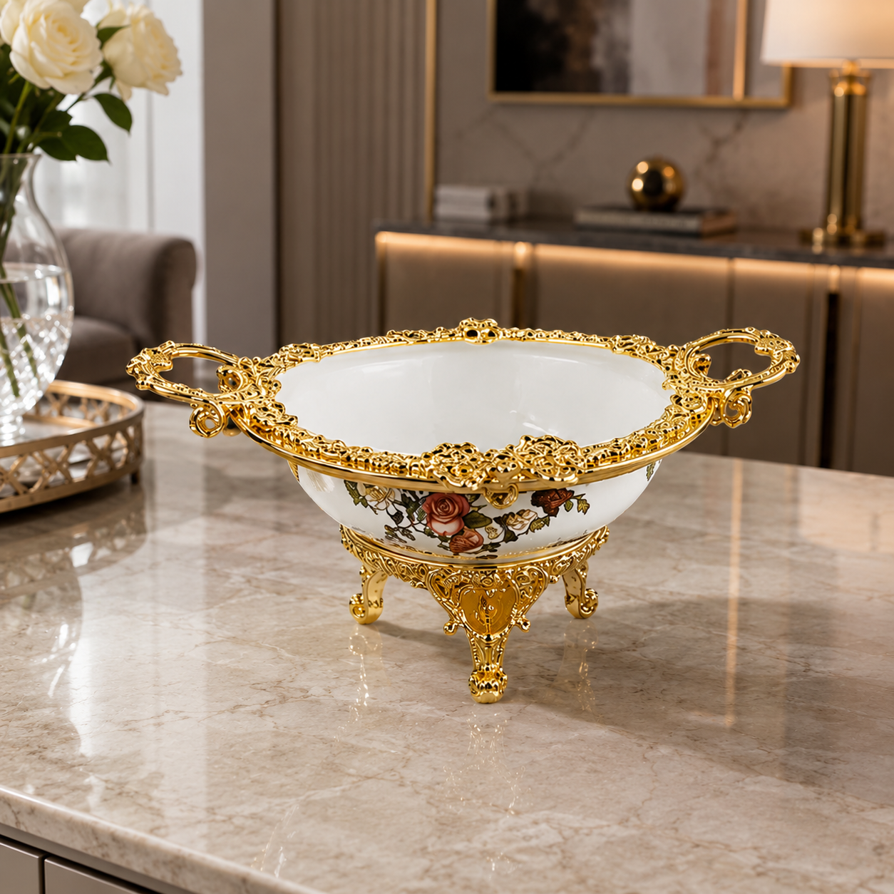 Brilliant Royal Vintage Gold Decorative Bowl – 19x13cm