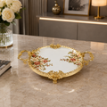 Brilliant Royal Floral Gold Round Flat Tray – 19x6cm