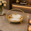 Brilliant Royal Blossom Gold Round Deep Basket Tray – 20x29x23cm