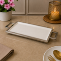 Brilliant Silver Edge 11" Ceramic 2-Handle Strip Plate