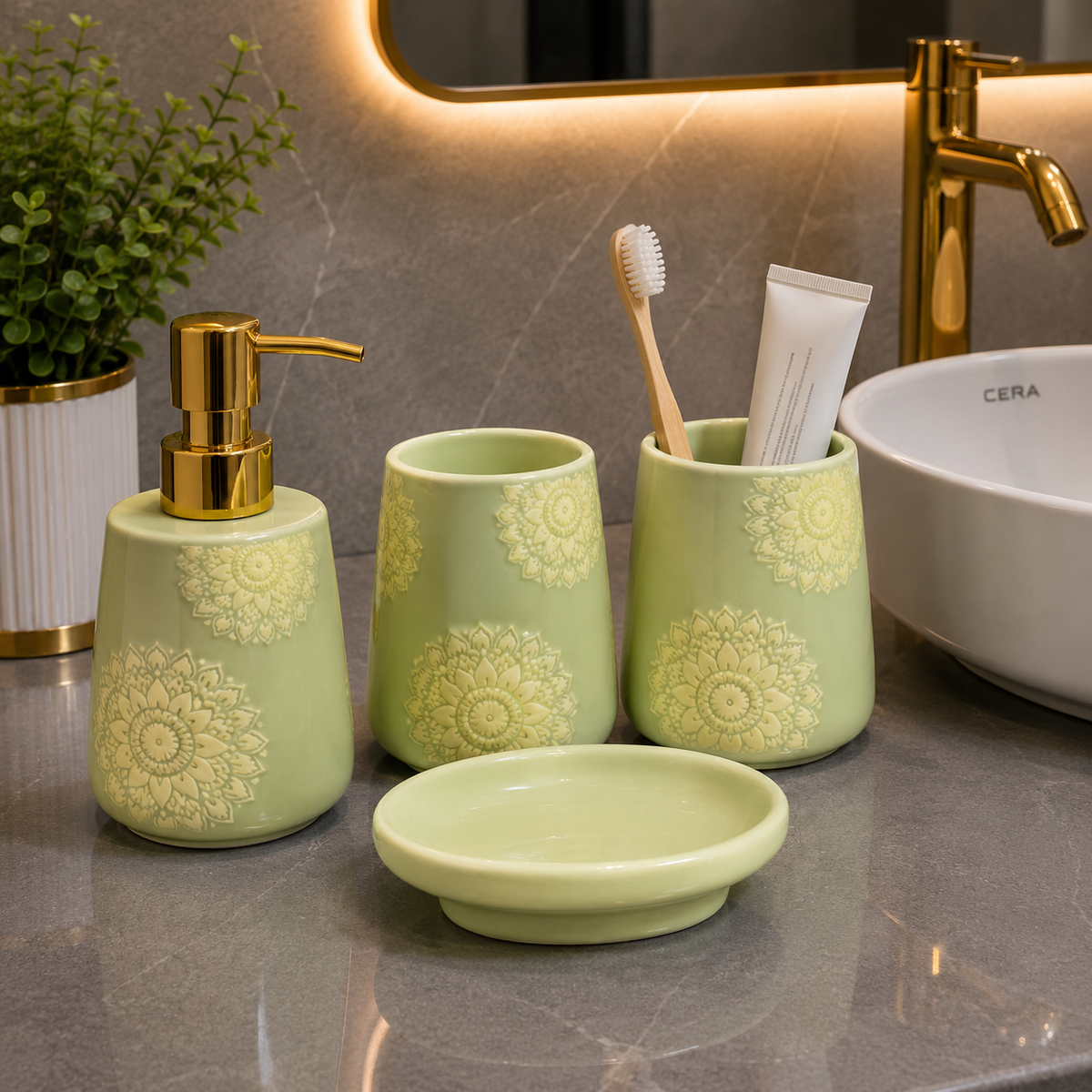 Brilliant Luxury Dark Green Bathroom Accessory Set