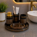 Brilliant Luxury Black Gold Bathroom Tray Set