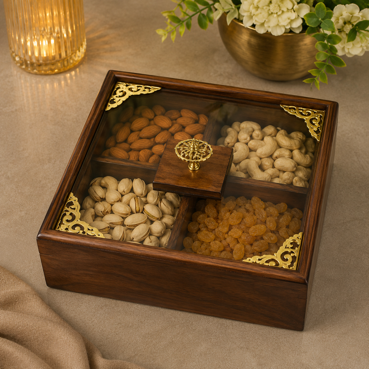 Royal Glass Lid Dry Fruit Box