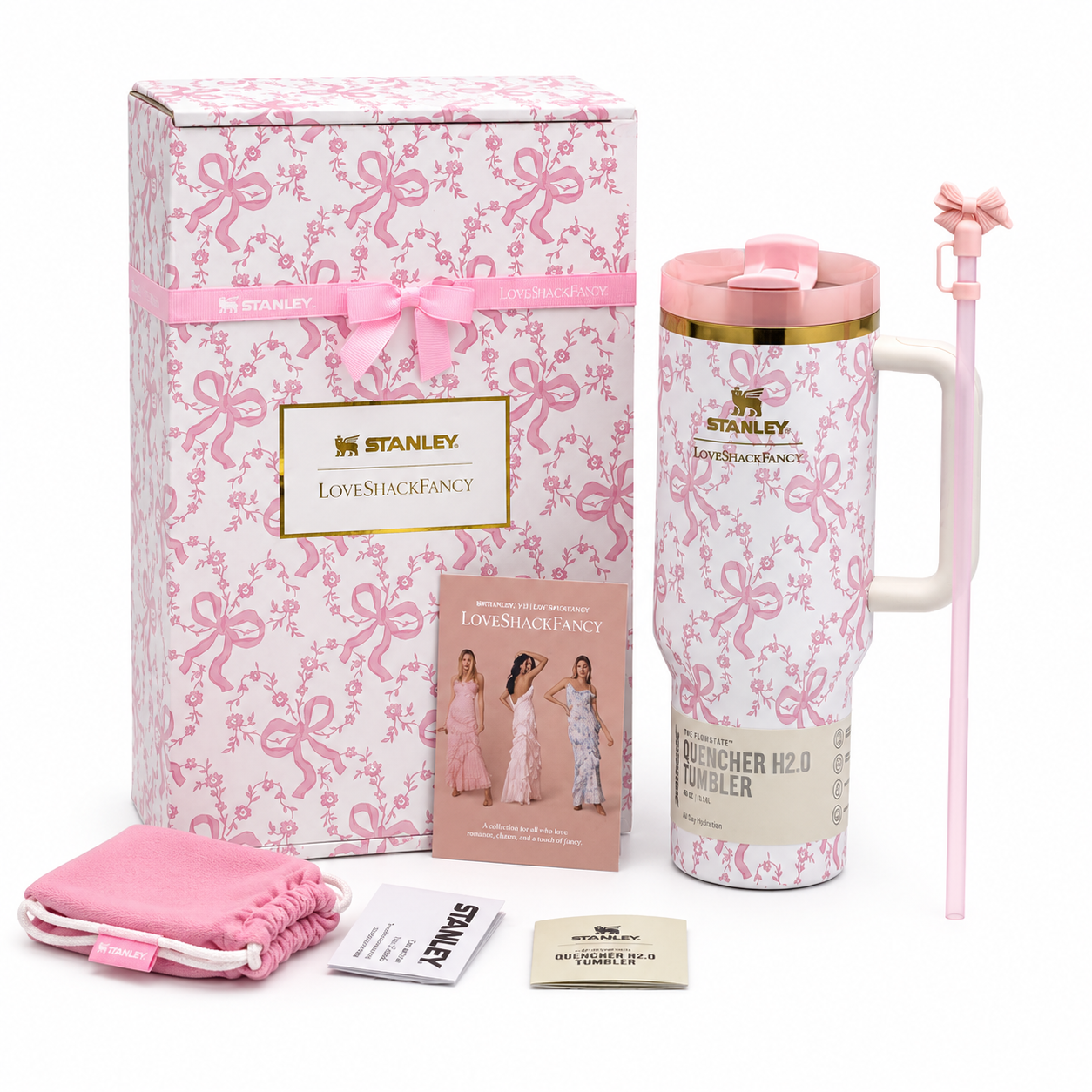 Stanley x LoveShackFancy Ribbon Rosa Quencher H2.0 FlowState Tumbler | 40oz