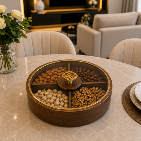 Heritage Walnut Dry Fruit Serving Box